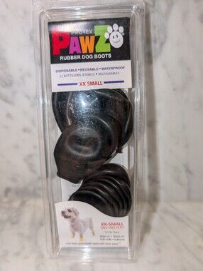 🆕 Protex Pawz Rubber Dog Boots XX-Small - Black 1.5" 4 cm Paw Size - 12 Pack 🐕